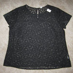 Old Navy women's XL black short sleeve lace blouse